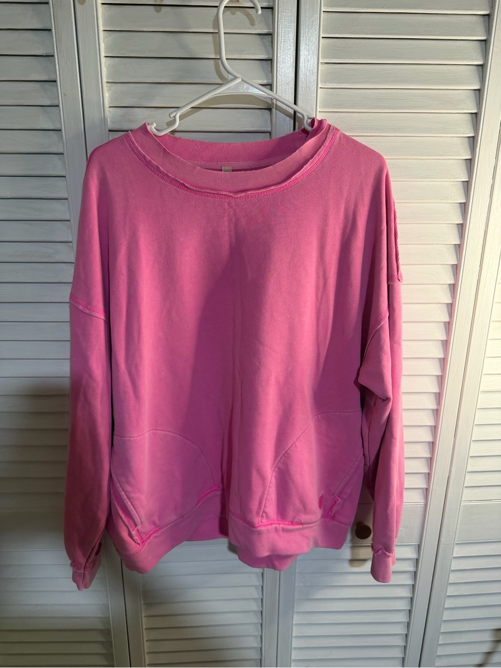 Free People Bright Pink Crewneck Pullover Sweater